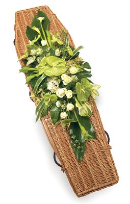 Contemporary Casket Spray in White and Green