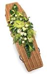 Contemporary Casket Spray in White and Green